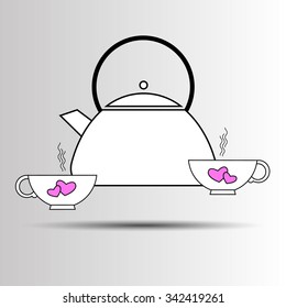 tea vector teapot illustration graphic symbol art traditional design cup pot breakfast