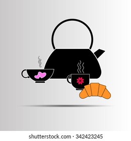 tea vector teapot illustration graphic symbol art traditional design cup pot breakfast