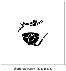 Tea whisk glyph icon. Special whip for matcha powder. Teatime traditions. Tea ceremony concept.Filled flat sign. Isolated silhouette vector illustration