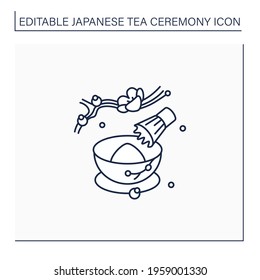 Tea Whisk Line Icon. Special Whip For Matcha Powder. Teatime Traditions. Tea Ceremony Concept.Isolated Vector Illustration.Editable Stroke