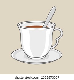 Tea in a white cup. vector design