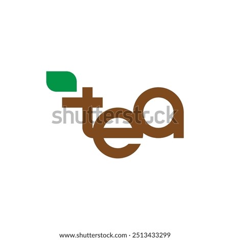 tea writing and fresh tea leaves logo vector
