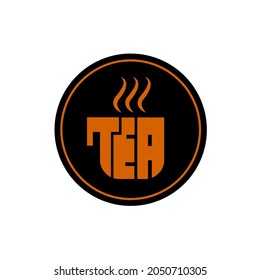 Tea written in cup shape vector.