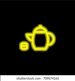 Tea yellow glowing neon ui ux icon. Glowing sign logo vector