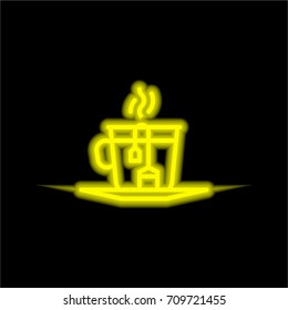 Tea yellow glowing neon ui ux icon. Glowing sign logo vector