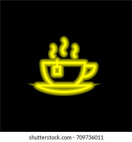 Tea yellow glowing neon ui ux icon. Glowing sign logo vector