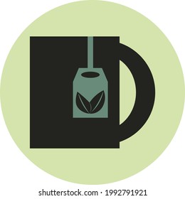 Teabag in the cup, illustration, on a white background.