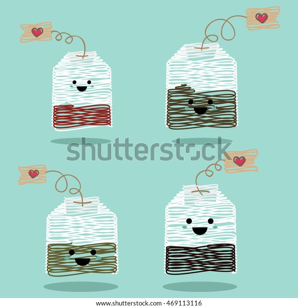 Teabag Cute Emoji Set Tea Cheeks Stock Vector (Royalty Free) 469113116