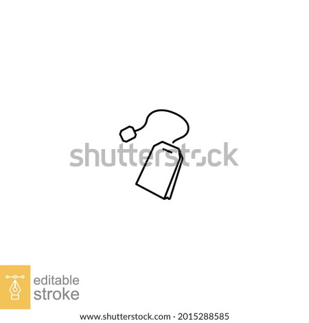 Teabag, dip, aromatic Line icon. Herb tea bag packaging For morning beverage symbol. Outline pictogram style for web And app. Editable stroke. Vector illustration. Design on white background. EPS 10