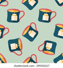 teabag flat icon,eps10 seamless pattern background