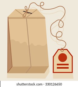 The teabag. For the green or black tea. The white tea teabag isolated on white. Flat design