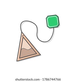 Teabag With Green Label Vector Icon Illustration. Various Shape Tea Bag Icon. Healthy Drink Product