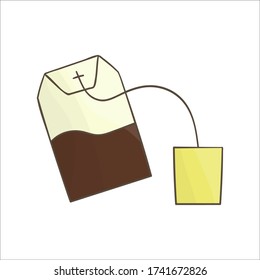 Icono de Teabag. Ilustración vectorial de la bolsa de té de color. Cervecería de arte lineal aislada de fondo blanco. Equipamiento de cocina de estilo Doodle