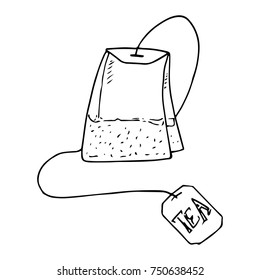 Teabag icon. Vector illustration tea bag for tea leaves. Hand drawn tea bag.