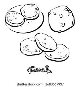 Teacake food sketch separated on white. Vector drawing of Sweet bun, usually known in United Kingdom, England, Scotland, India. Food illustration series.