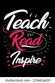 teach books inspire love colorful graphic poster