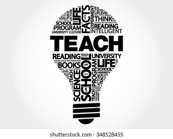 TEACH bulb word cloud, business concept