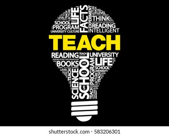 TEACH bulb word cloud, business concept