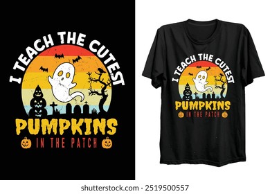 Eu ensino as abóboras mais bonitas no patch - design de camisa de halloween.