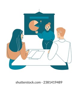 Teach deliver lecture in class room vector design illustration artwork