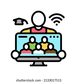 teach online classes color icon vector. teach online classes sign. isolated symbol illustration
