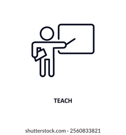 teach outline icon.  Thin line icon from education collection. Editable vector isolated on white background