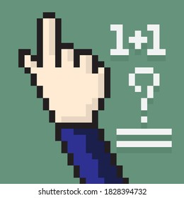 Teach pixel art. Vector picture.