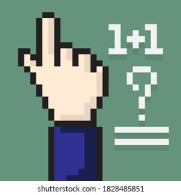 Teach pixel art. Vector picture.