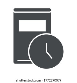 teach school and education book and clock time silhouette style icon vector illustration