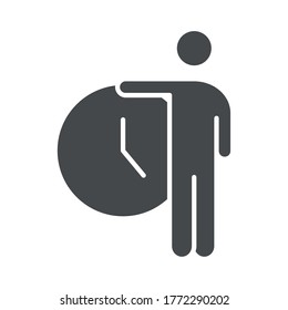 teach school and education character clock time silhouette style icon vector illustration