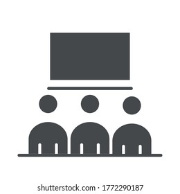 teach school and education presentation board and students silhouette style icon vector illustration