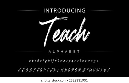 Teach Stylish brush painted an uppercase vector letters, alphabet, typeface.