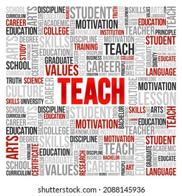 TEACH word cloud collage, education concept background