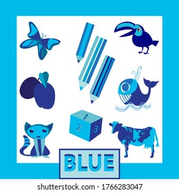 Teach your child to distinguish colors. Blue color.