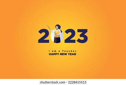 TEACHER 2023  LOGO VECTOR ILLUSTRATION FOR NEW YEAR 2023
