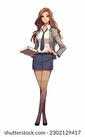 Teacher anime style character vector illustration design. Manga Anime girl teacher. face anime style teacher vector illustration design. anime female manga cartoon style teacher