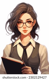 Teacher anime style character vector illustration design. Manga Anime girl teacher. face anime style teacher vector illustration design. anime female manga cartoon style teacher