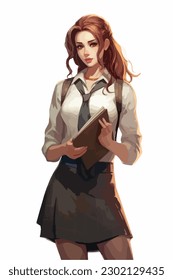 Teacher Anime Stil Charakter Vektorgrafik Design. Manga Anime Mädchenlehrer. Lehrer im Stil der Gesichtsanimation, Vektorgrafik-Design. Anime-Manga-Zeichentricklehrerin
