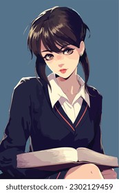 Teacher anime style character vector illustration design. Manga Anime girl teacher. face anime style teacher vector illustration design. anime female manga cartoon style teacher