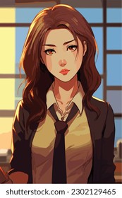 Teacher anime style character vector illustration design. Manga Anime girl teacher. face anime style teacher vector illustration design. anime female manga cartoon style teacher