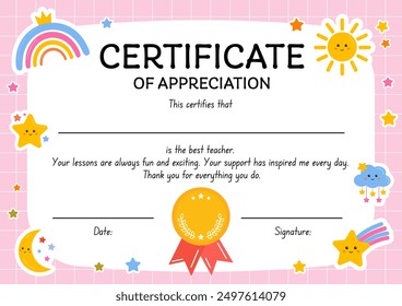 Teacher appreciation certificate. Best teacher award. Thank you gift for the best teacher. Perfect for kindergarten, preschool, end of the school, teacher appreciation week.