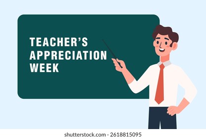 Teacher appreciation day background .Happy teacher's day poster . Teacher explaining gesture vector illustration