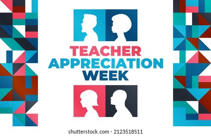 Teacher Appreciation Week is celebrated during the first full week of May each year. Design for poster, greeting card, banner, and background. Vector EPS 10.