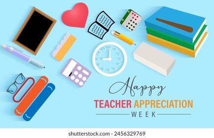 Teacher appreciation week gratitude vector illustration. Education vector template for banner, card, background.