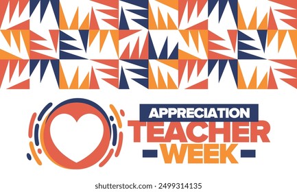 Teacher Appreciation Week in May. Celebrated annual in United States. In honour of teachers who hard work and teach our children. School and education. Student learning concept. Vector illustration