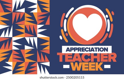 Teacher Appreciation Week in May. Celebrated annual in United States. In honour of teachers who hard work and teach our children. School and education. Student learning concept. Vector illustration