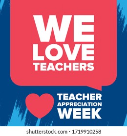 Teacher Appreciation Week in United States. Celebrated annual in May. In honour of teachers who hard work and teach our children. School and education. Student learning concept. Vector illustration