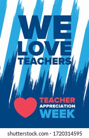 Teacher Appreciation Week in United States. Celebrated annual in May. In honour of teachers who hard work and teach our children. School and education. Student learning concept. Vector illustration