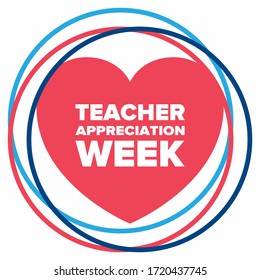 Teacher Appreciation Week in United States. Celebrated annual in May. In honour of teachers who hard work and teach our children. School and education. Student learning concept. Vector illustration