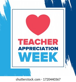 Teacher Appreciation Week in United States. Celebrated annual in May. In honour of teachers who hard work and teach our children. School and education. Student learning concept. Vector illustration